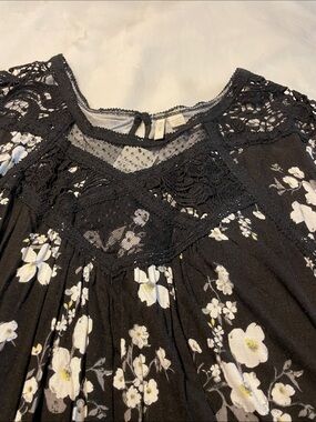 Black Floral Lace Cato Women’s Boho Top Plus size 22/24W